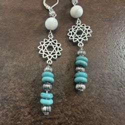 Bohemian Silver and Blue Filigree Earrings