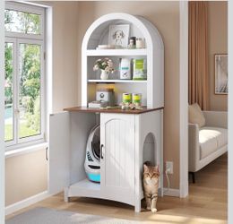 Cat Litter Box Enclosure Cabinet with Shelves