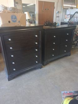 Dark Brown Wood Dresser Set – 2 Pieces