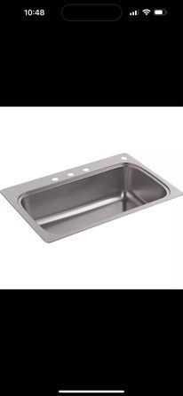 Kohler 33" x 22"x 9” Drop-In 1-Bowl Kitchen Sink Stainless steel