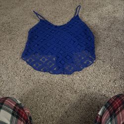Blue Lace Crop Top