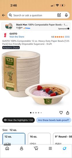 12oz heavy duty paper bowls 1,000 count