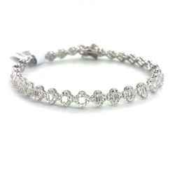 925 Sterling Silver 7” CZ Clover Bracelet 10.11g 6mm 215875/14