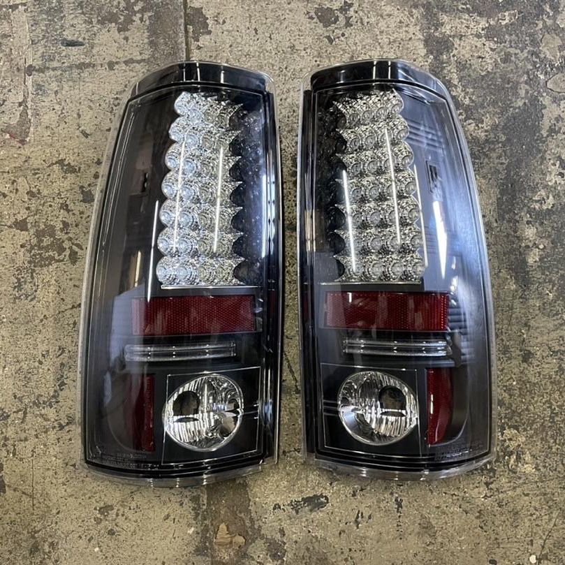 99-02 Chevy Silverado Black housing LED Taillights calaveras micas luces traseras 
