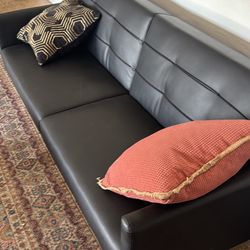 Black Faux Sofa Bed Couch
