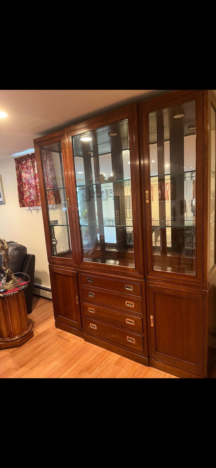 Ethan Allen Cherry Campaign Style China Cabinet