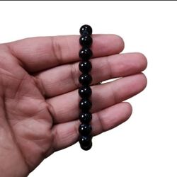 Black Beaded Stretchy Bracelet