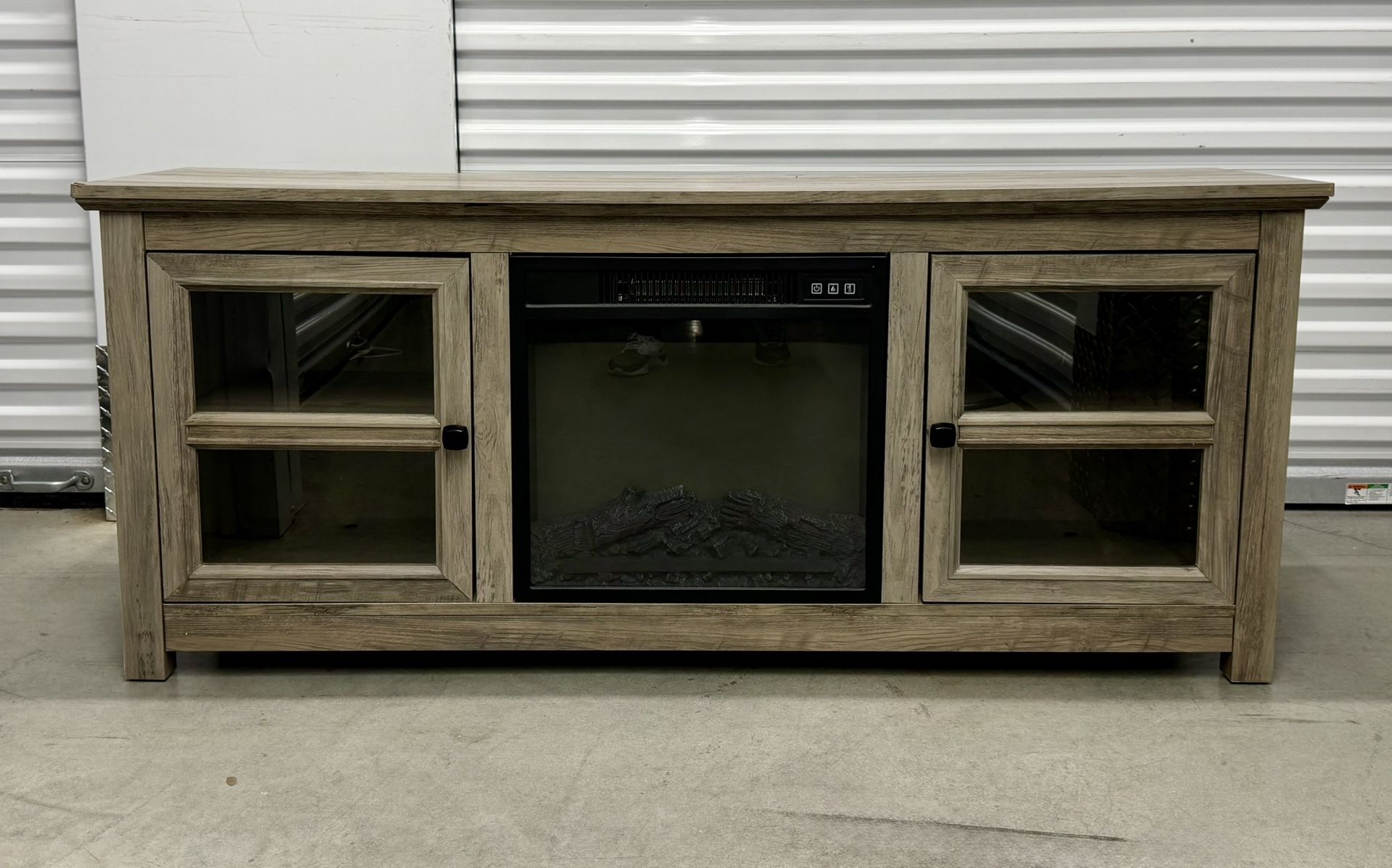 Wooden TV Stand With Fireplace 