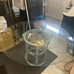 Glass Table With Bamboo base