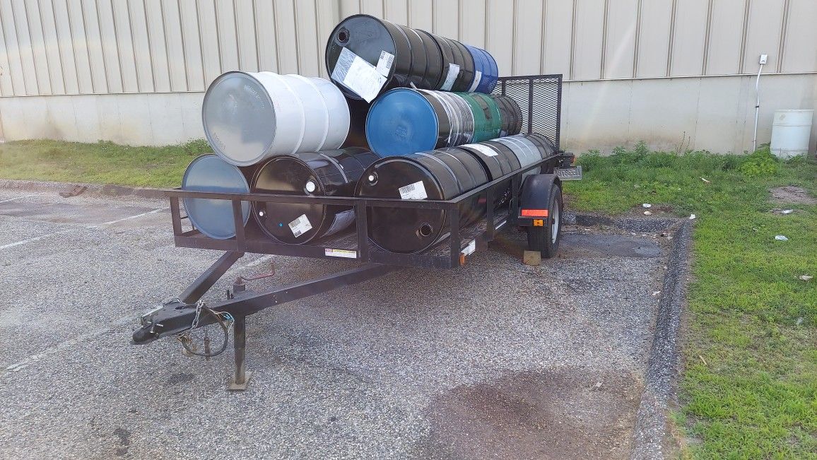 Empty metal drums