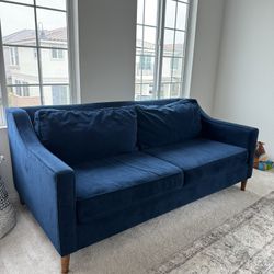 Blue velvet couch