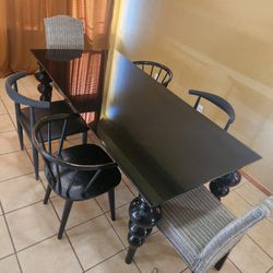 Glass Black Table And Chairs