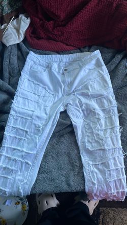 White Stacked Jeans