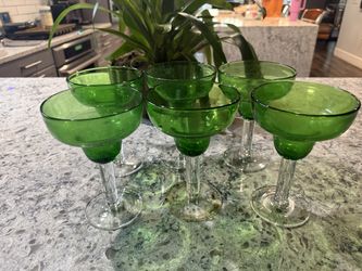 Set of 6 Green Margarita Glasses