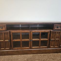 Wooden TV Stand with Glass Doors