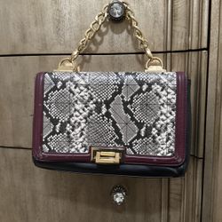 Aldo Red And Black Snakeskin Purse 