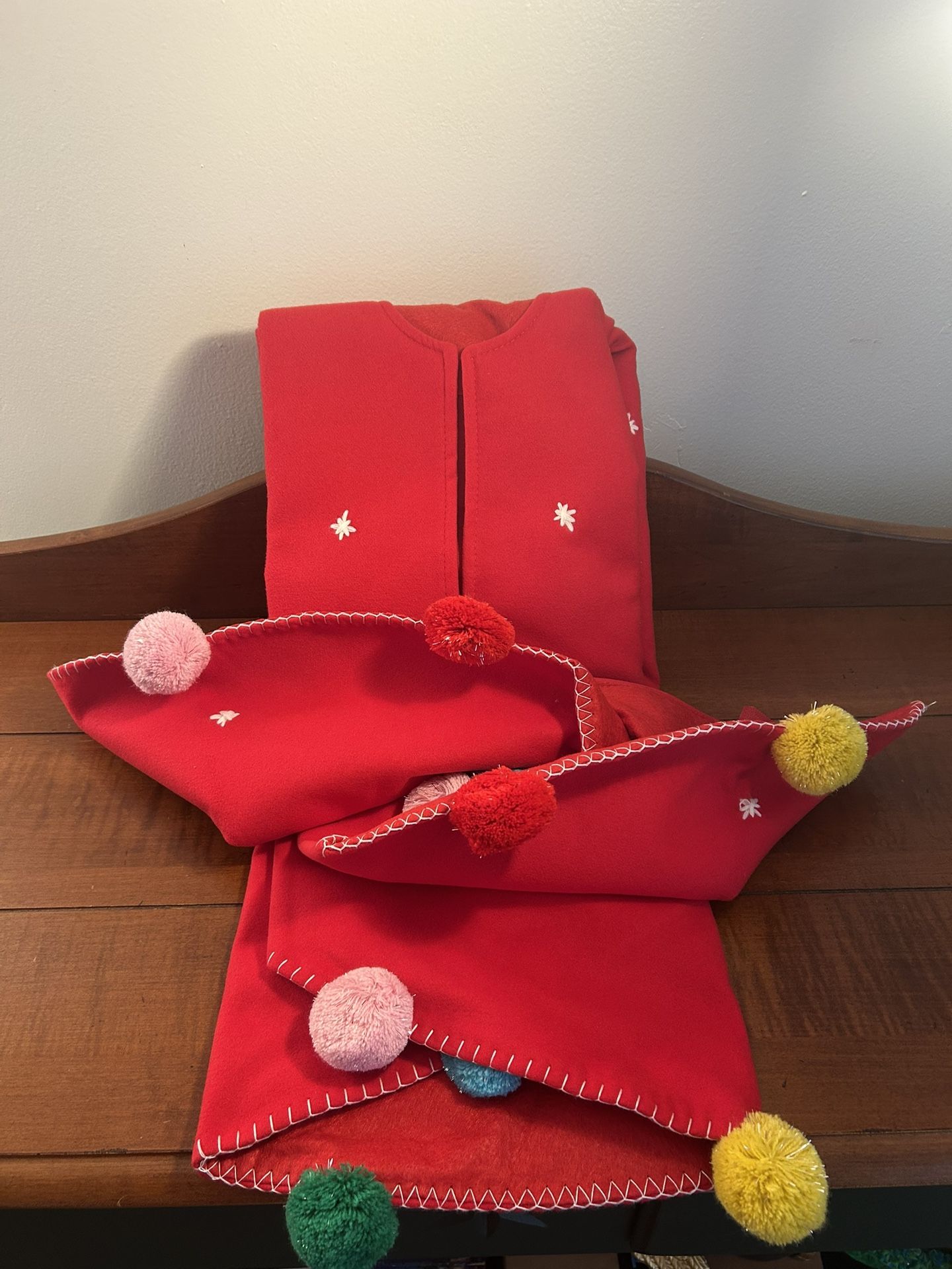 Target Wondershop 48” Red Pom Pom Christmas Tree Skirt 