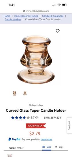 48 Curved Glass Taper Candle Holders – Amber