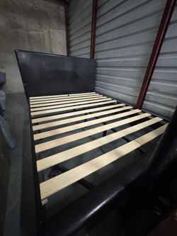Queen Upholstered Bed Frame with Headboard + Wood Slats | Complete Setup