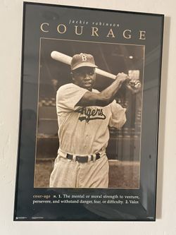 Jackie Robinson Framed 24x36 Courage Poster black frame