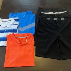 Men’s Golf Lot Nike, Tiger Woods, Adidas & Puma Golf Polo Shirts & Shorts 