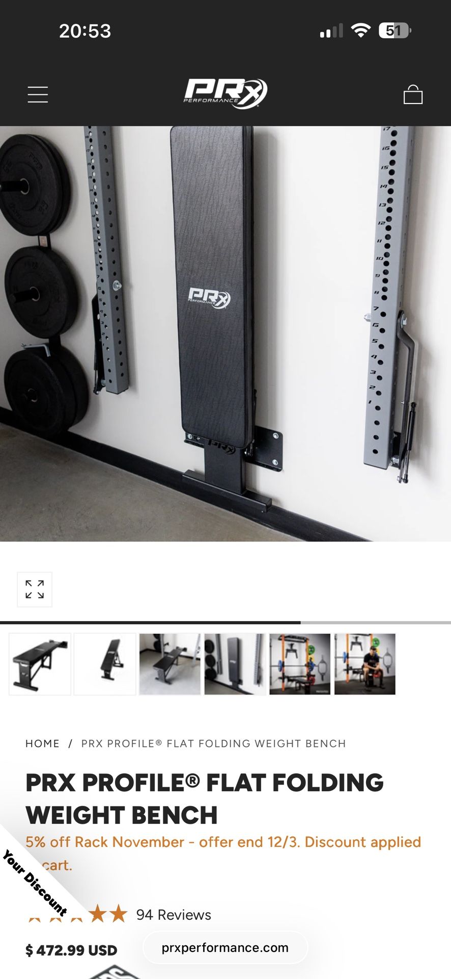 PRX PROFILE® FLAT FOLDING WEIGHT BENCH