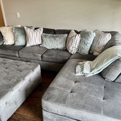 2 Piece Sectional With Right Facing Chaise And Ottoman