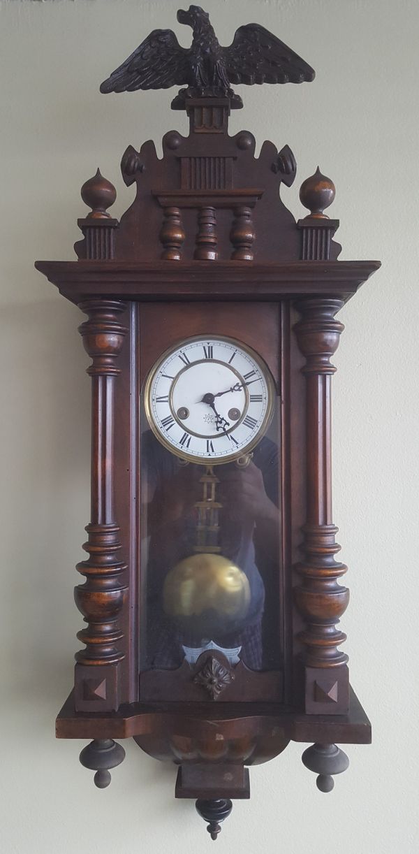 Antique German Junghans Pendulum Striking Wall Clock for Sale in