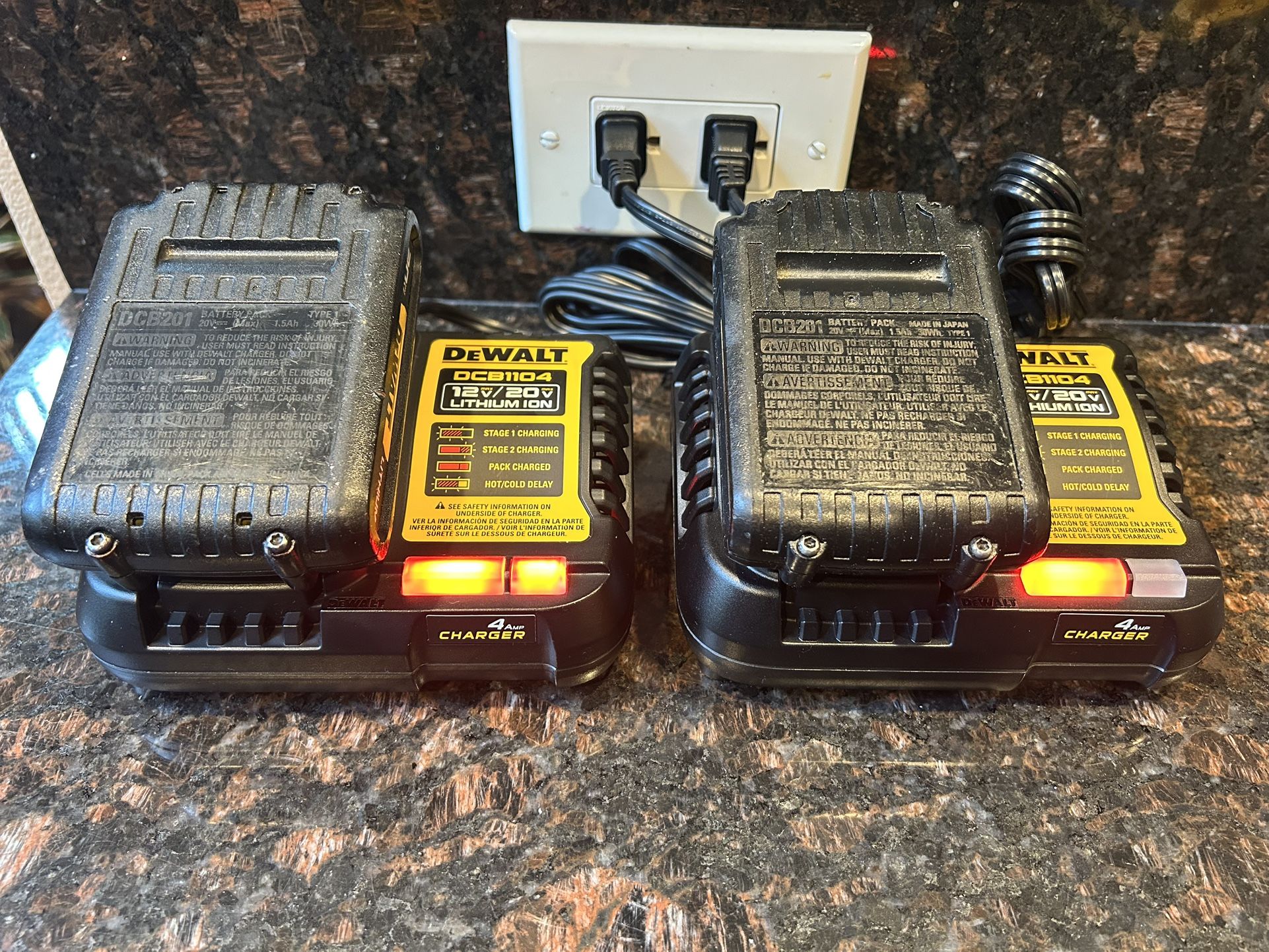 $ 44.00 EACH SET, 4.0 Amps Charger & 1.5 AH Battery,  