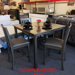 5PCS DINING SET SOLID WOOD COUNTER HEIGHT 