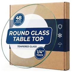 48 Inch Round 1/4" Thick Pencil Polished Edge Tempered Glass Table Top  – Glass Table Tops Cut to Size, Scratch & Heat Resistant, Coffee, Patio & End 