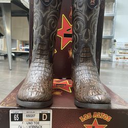 Size 9 Los Altos Mens Round Toe Caiman Hornback Brown Cowboy Boot 650207 MSRP $440.00. 