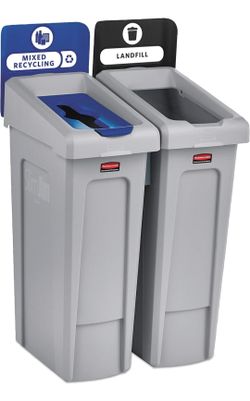 2 trash can recycling bin landfill mixed