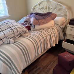 Queen Size pillow, Top Mattress, And Boxspring, headboard, And Frame