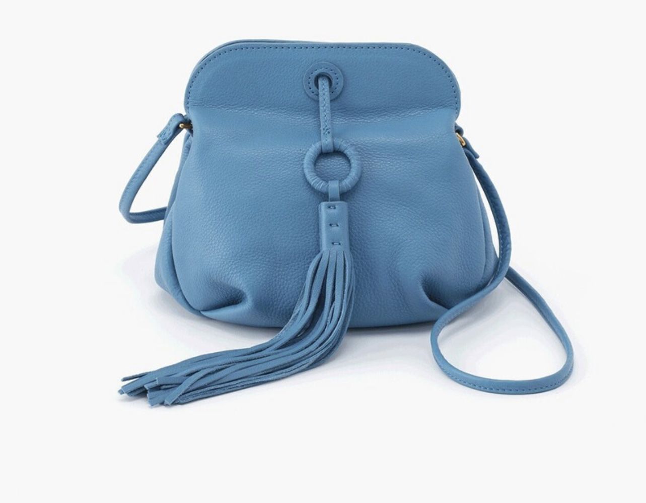 Bran New HOBO Birdy Tassel Leather Crossbody Bag In Blue 