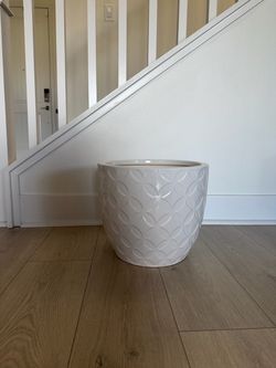 Large Handmade Ceramic Planter – White – $75