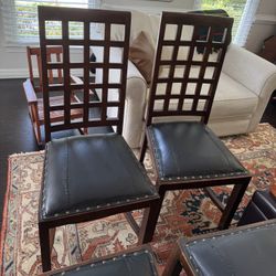 Set of 4 Wooden Chairs w Leather Seats
