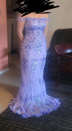 Lavender Off-the-Shoulder Sequin Mermaid Prom Dress