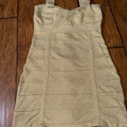Wow couture mini gold dress  Medium on tag In very good condition