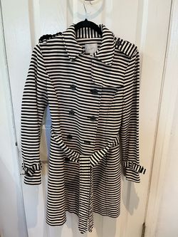 Coated stripes, thick polyester the brand is LOFT