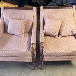 Antique Wood Cushion Chairs