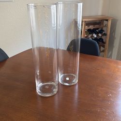 CB2 Glass Cylinder Vases (Set Of 2) 