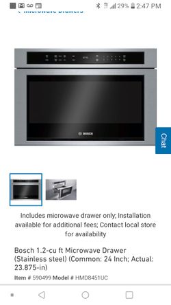 Bosch 1.2-cu ft Microwave Drawer (Stainless steel) (Common: 24 Inch; Actual: 23.875-in)  HMD8451UC