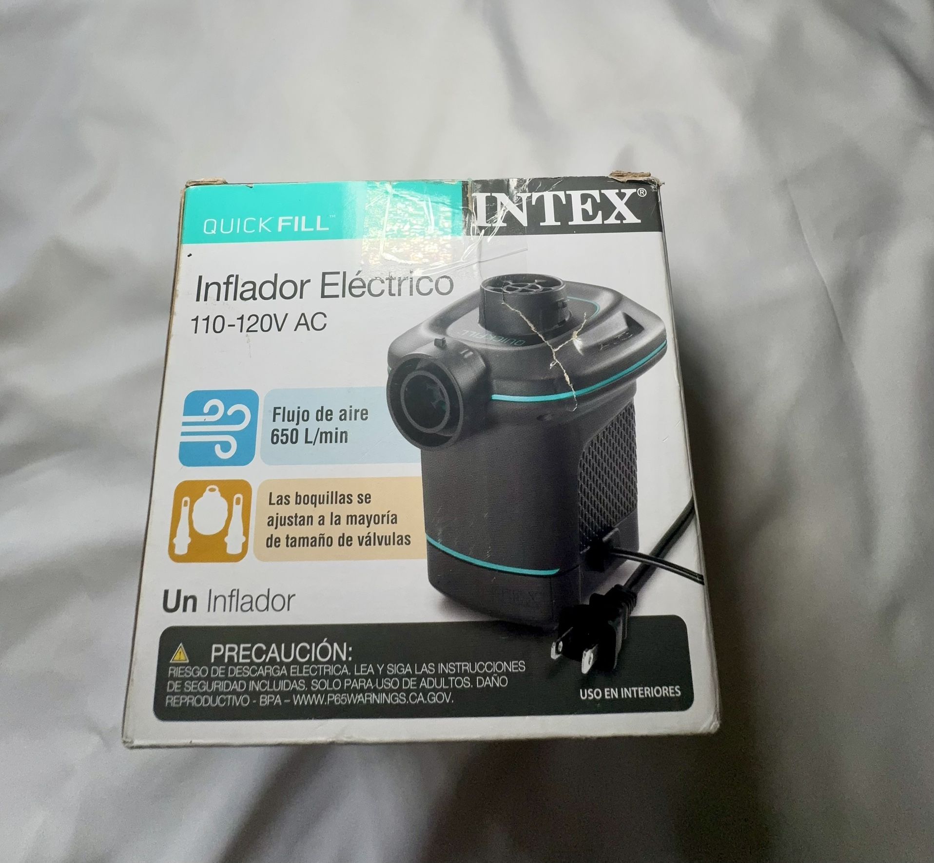 Intex Quick Fill Electric Air Pump 110 120V AC with Nozzles Indoor Use