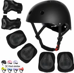 Kids Protective Gear Set with Adjustable Helmet, Knee Pads, Elbow Pads & Wrist Guards