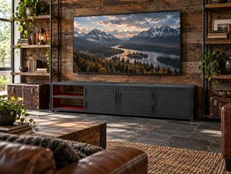 Industrial Black Metal TV Stand / Media Console – 71" – Rustic Loft Style
