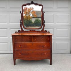 (Pending) Antique Sold Wood Dresser w/ Mirror (Incredible Piece!)