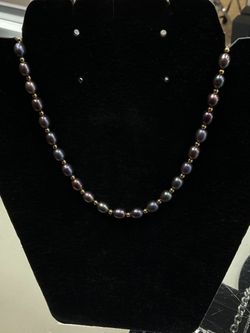 Black Pearl Necklace — 14k Beads & Clasp