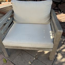 Acacia Wood Lounge Chair With Beige Cushions