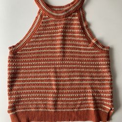Halter Orange Sherbet Knit Top